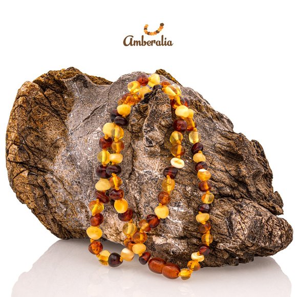 - Amberalia ADULT Baltic Amber Necklace - Polish Multicolor -17.7" (45cm) - Picture 6 of 12